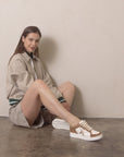 The Liberty | Camel Glitter Star Sneaker
