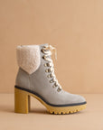 The Madilyn | Grey Platform Shearling Boots