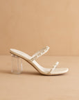 The Mae | Beige Strappy Pearl Heel