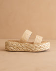 The Marley | Natural Basket Woven Double Strap Platform Slide