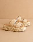 The Marley | Natural Basket Woven Double Strap Platform Slide