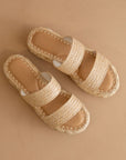 The Marley | Natural Basket Woven Double Strap Platform Slide