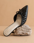The Maven | Black Pointed Kitten Heel with Bow