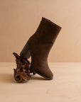 The Maxine | Coffee Minimal Suede Heel Bootie