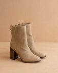 The Maxine | Khaki Minimal Suede Heel Bootie