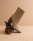The Maxine | Khaki Minimal Suede Heel Bootie