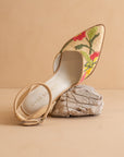 The Monet | Wheat Embroidered Raffia Block Heel