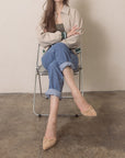 The Maven | Sand Pointed Kitten Heel with Bow