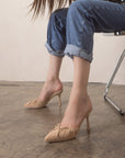 The Maven | Sand Pointed Kitten Heel with Bow