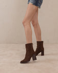 The Maxine | Coffee Minimal Suede Heel Bootie