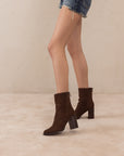 The Maxine | Coffee Minimal Suede Heel Bootie