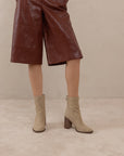 The Maxine | Khaki Minimal Suede Heel Bootie