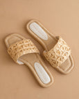 The Natasha | Natural Raffia Slide with Woven Basket Feature