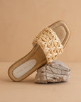 The Natasha | Natural Raffia Slide with Woven Basket Feature