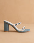 The Nia | Denim Rosette Adorned Heel