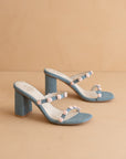 The Nia | Denim Rosette Adorned Heel