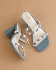The Nia | Denim Rosette Adorned Heel