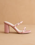 The Nia | Pink Rosette Adorned Heel