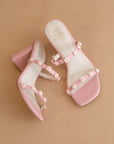 The Nia | Pink Rosette Adorned Heel