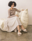The Noor | Light Grey Romantic Petal Detail Heels