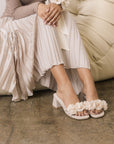 The Noor | Light Grey Romantic Petal Detail Heels