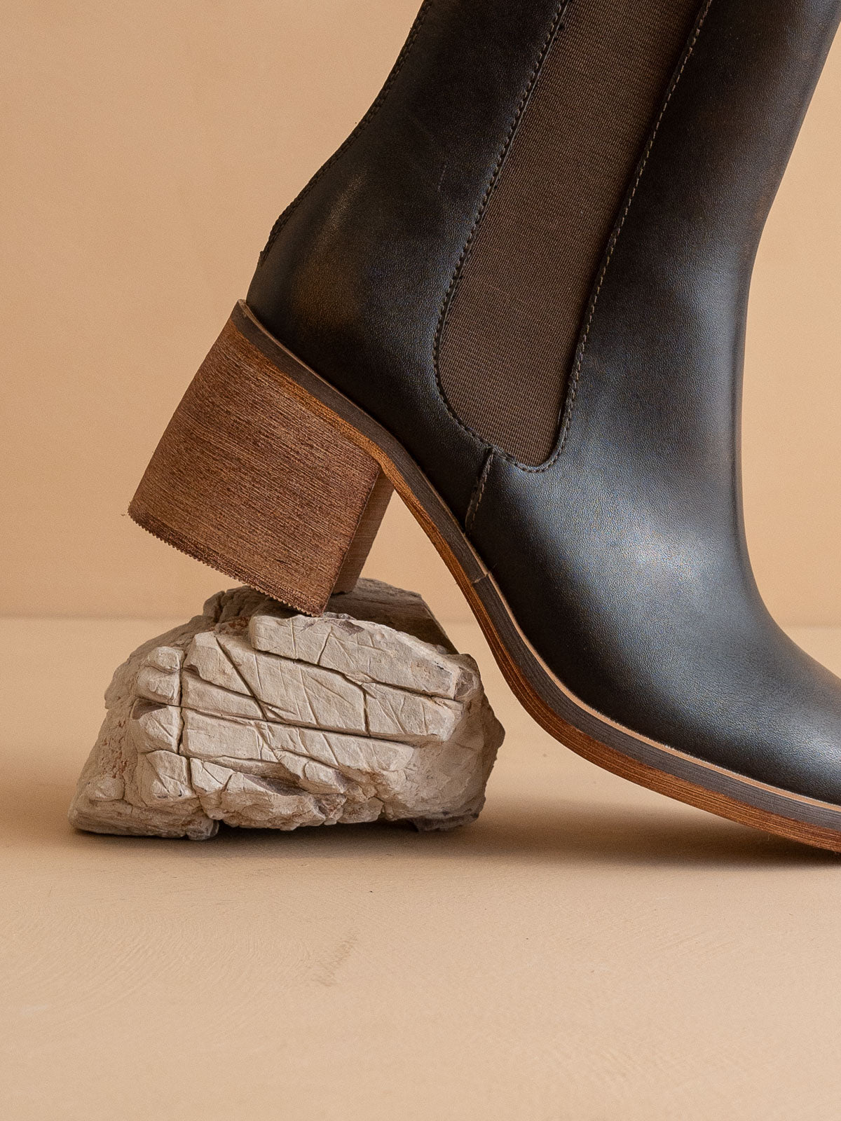 The Olivia | Espresso Chelsea Heel Boots