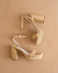 The Olympia | Natural Raffia Platform Heel
