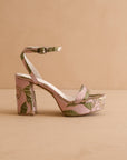 The Olympia | Rose Garden Raffia Platform Heel