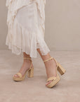 The Olympia | Natural Raffia Platform Heel