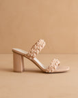 The Parisa | Apricot Braided Pearl Heeled Sandals