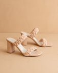 The Parisa | Apricot Braided Pearl Heeled Sandals