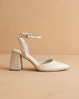 The Princess | White Pointed Toe Heel with Ankle Strap