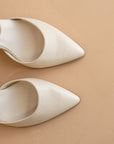 The Princess | White Pointed Toe Heel with Ankle Strap