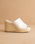 The Raina | White Espdarille Slip On Wedge