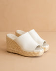 The Raina | White Espdarille Slip On Wedge