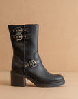 The Rider | Black Mid-Calf Moto Boot