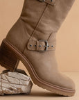 The Rider | Dark Taupe Mid-Calf Moto Boot