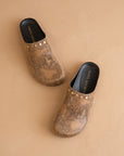The Robin | Taupe Snake Studded Suede Mule