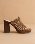 The Rome | Brown Basket Weave Inspired Sandal on A Platform Heel