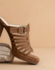 The Rome | Brown Basket Weave Inspired Sandal on A Platform Heel