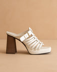 The Rome | White Basket Weave Inspired Sandal on A Platform Heel