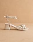 The Roseville | Off White Strappy Lace-Up Rose Heel