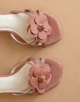 The Roseville | Rose Strappy Lace-Up Rose Heel