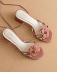 The Roseville | Rose Strappy Lace-Up Rose Heel