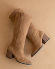 The Roxanne | Latte Knee High Western Bucket Boot