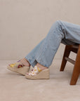 The Raina | Floral Espdarille Slip On Wedge
