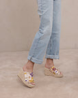 The Raina | Floral Espdarille Slip On Wedge