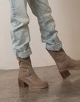 The Rider | Dark Taupe Mid-Calf Moto Boot