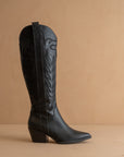 The Samara | Black Embroidered Tall Boot