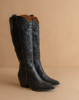The Samara | Black Embroidered Tall Boot
